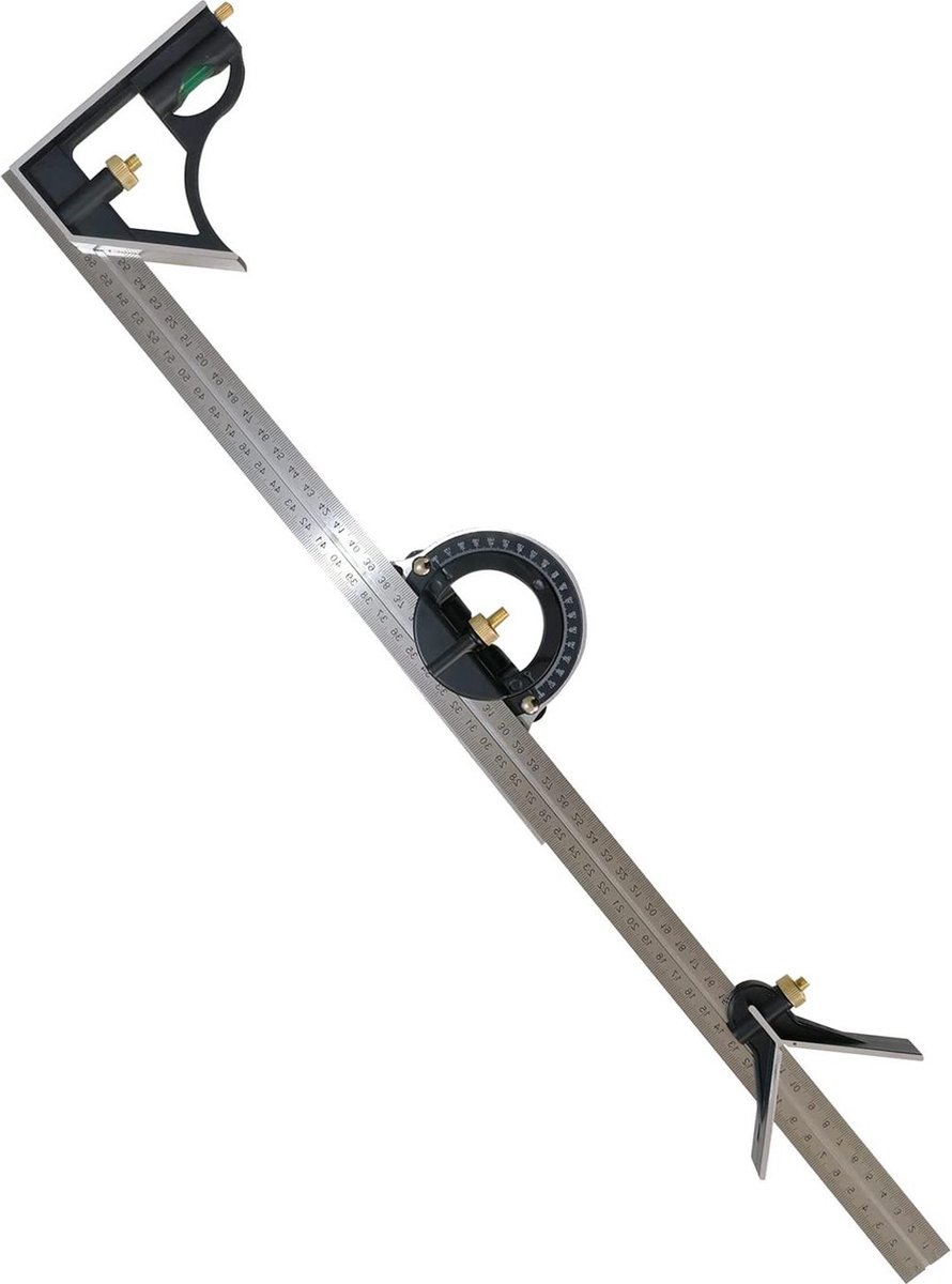 Combinatie Vierkante Set 24 Inch 600mm Rechte Hoek Multi Hoek Doel Aluminiumlegering Verstelbare Gradtractor Liniaal Waterpas Hoekzoeker Meetgereedschap Inch Metrisch