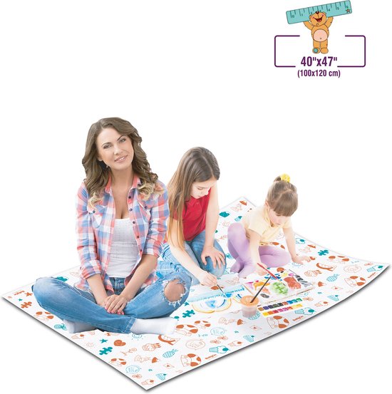 Tafelkleed voor kinderen op een Rol - waterdicht - waterproof - spatmat kleed Onder de Kinderstoel - 100x120 Wegwerp Vloermat Onder Kinderstoel - Baby - Maaltijd-Picknick-Knutselen - Kinderdagverblijf - School - tafelkleed - Liefde Motief - 30 stuks van Merkloos — afbeelding 3