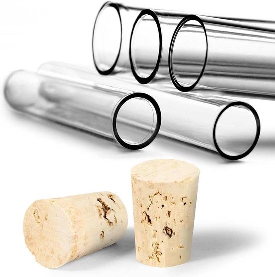 Tuuters Reageerbuisjes Met Kurk – 100 Stuks – Kunststof – 100 Mm X 21 Mm – Transparant – Voor Gastcadeaus, Decoratie & Opbergdoeleinden
