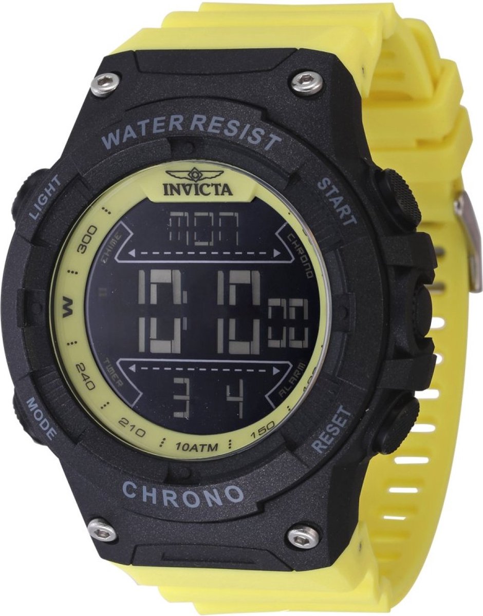 Invicta Racing Digital 47527 Heren Horloge - Waterdicht - Digtaal - Quartz Uurwerk - Plastic met zwarte Wijzerplaat - 52mm
