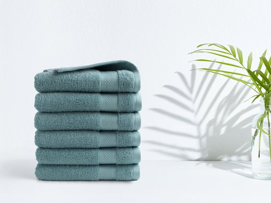 DoubleDry Hotel Handdoeken 50 x 100 cm – Set van 6 – 100% Katoen 500 g/m2 – Zacht & Absorberend - Denimblauw