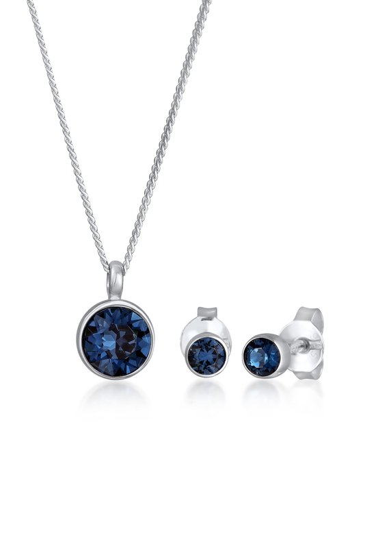 Elli - Sieraden Set - Dames Elegant Eenzaam Hanger Set Oorsteker met Kristallen in 925 Sterling Zilver - Dames