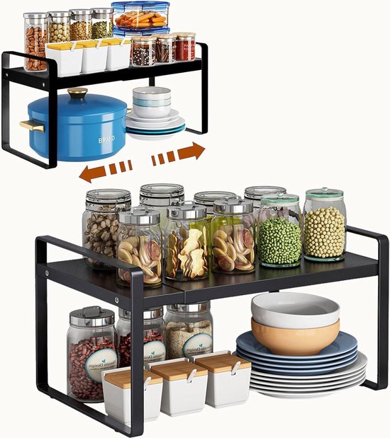 JUMBENA Uitbreidbaar metalen kruidenrek, 38 tot 60 cm, uitbreidbaar keukenrek, organizer, verstelbaar keukenkast, rek, kruidenrek, opbergrek voor keuken, toonbank, eetkamer, badkamer (wit JUMBENA Uitbreidbaar metalen kruidenrek, 38 tot 60 cm, uitbreidbaar keukenrek, organizer, verstelbaar keukenkast, rek, kruidenrek, opbergrek voor keuken, toonbank, eetkamer, badkamer (wit