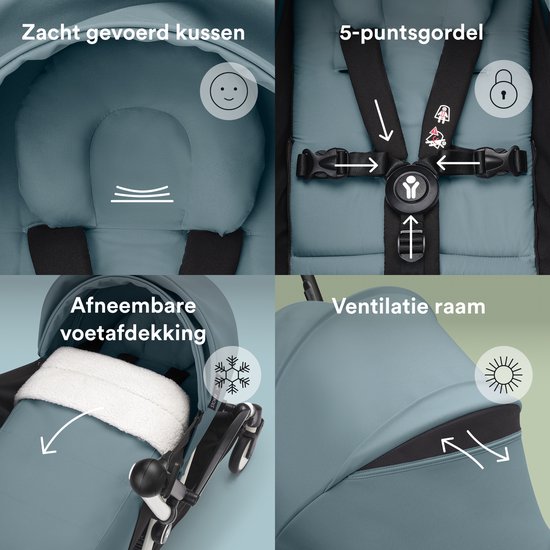 Stokke YOYO 0+ Newborn Pack, Aqua - Inclusief matras, uitschuifbare luifel en vijfpuntsgordel - Vereist YOYO-frame (apart verkrijgbaar) van Stokke — afbeelding 4