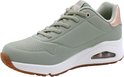 Lichtgroene Skechers sneaker met koperkleurige accenten, wit met luchtdemping en gummi zool.