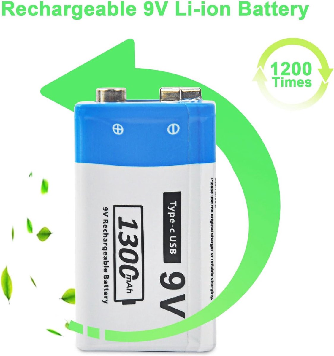 BONAI 9V Batterij 600mAh Li-ion 9v Oplaadbare Batterij Lithium 9 Volt