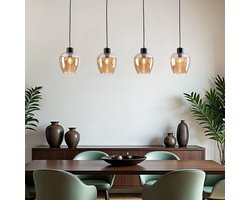 LumenXL 4-lichts hanglamp - amber glas - Sanford