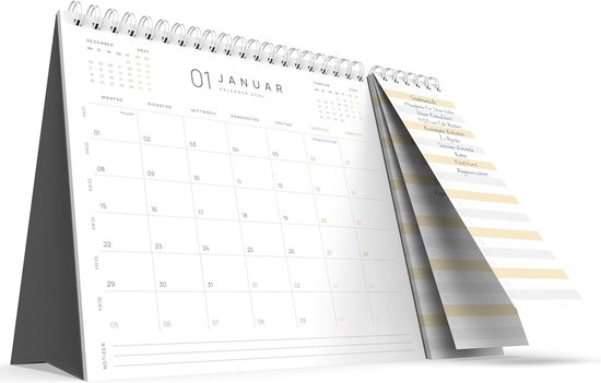 Kalender 2026, kleurrijke tafelkalender jul. 2025 tot december 2026