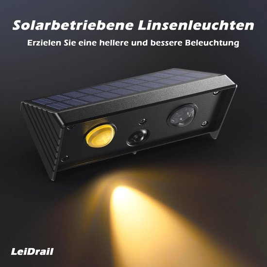 Surplex Zonnelampen voor buiten, clip-on solarlamp met bewegingsmelder, 2 montagesoorten, 3 modi, wandlamp met 36 leds, waterdicht, zonnelicht voor tuin, hekken, camping, hal, koud licht