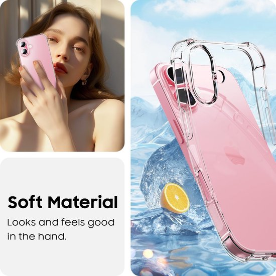 Coque adaptée pour iPhone 16 coque arrière antichoc – transparente