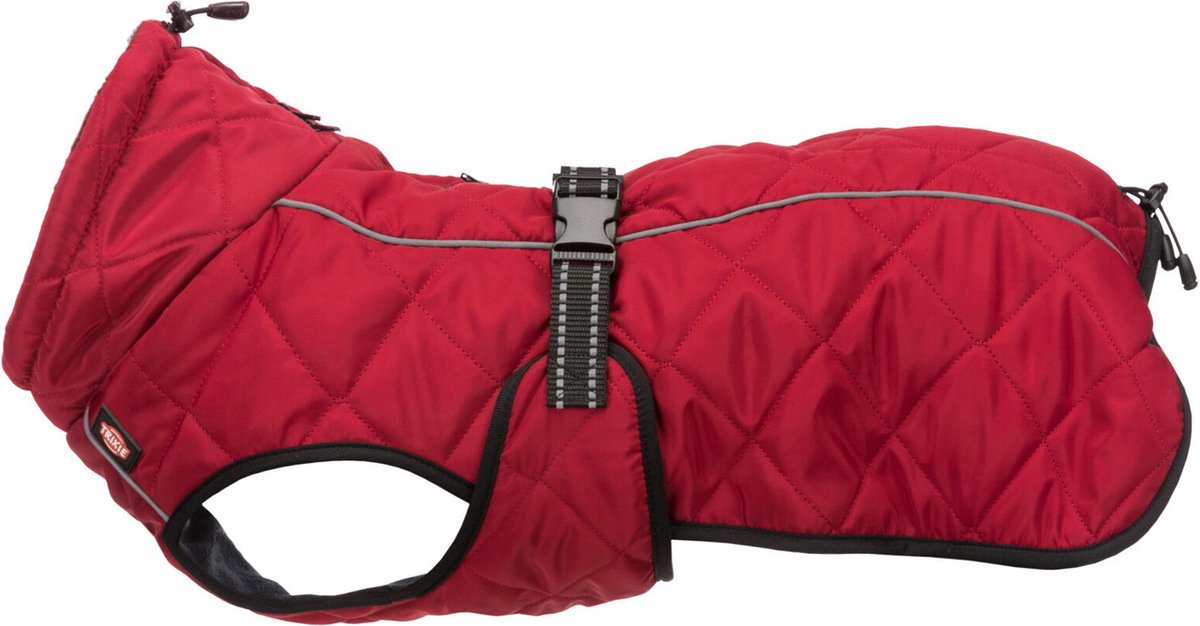 Bol.com Hondenjas Trixie Minot Rood 40 cm - Gewatteerd Fleece, Reflecterende Strepen, Verstelbare Buikriem aanbieding
