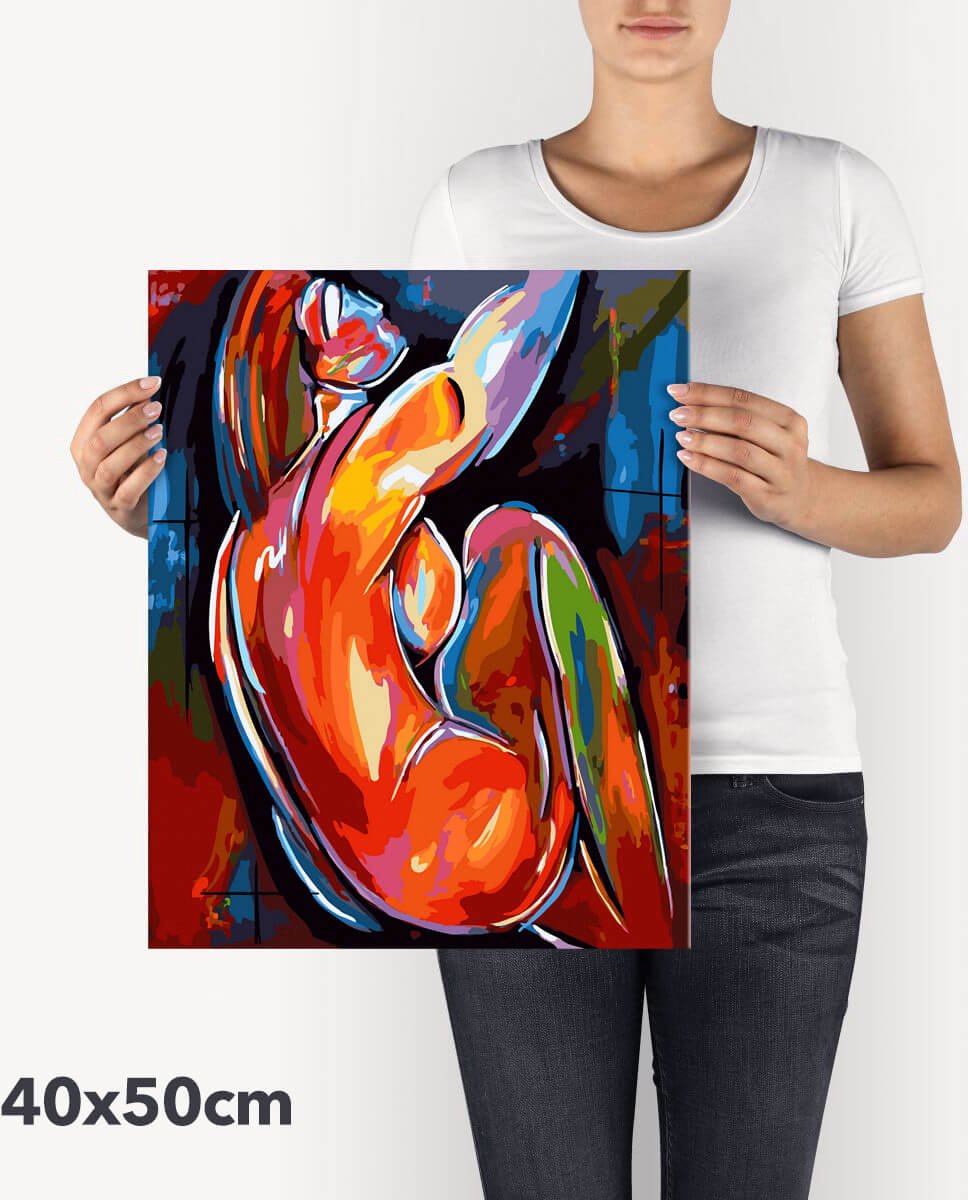 Schilderen Op Nummer Volwassenen DIY Paint By Number Compleet Hobby Pakket op Frame met Vernis - ®Arty Bee - Abstracte Vrouw 40x50cm — afbeelding 4