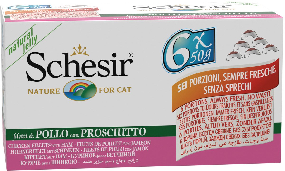 Schesir Schesir Kattenvoer Kipfilet - Ham - 6 x 50 gr