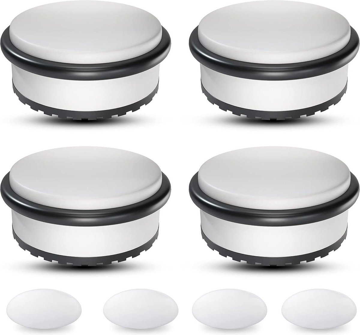 Roestvrijstalen deurstopper - wit - 4 stuks - 4 extra muurbumpers - deurstopper zonder boren - 11 kg zware deurstopper - vloer - 10 x 45 cm