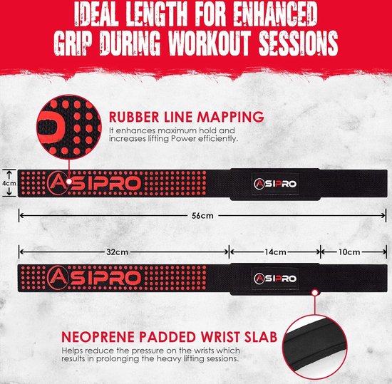 Sangles de poignet rembourrées de 5 mm pour le fitness - 60 cm - Entraînement musculaire pour femmes et hommes