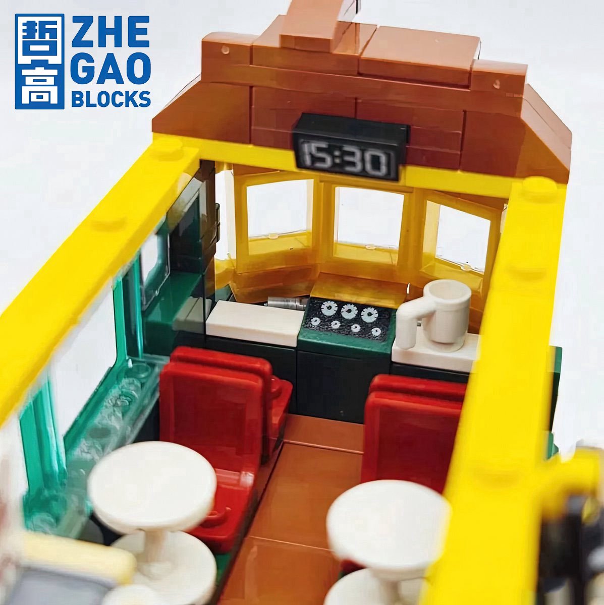 Zhe Gao DZ6002 Classic Trein Café bouwset incl. 4 minifigures | City & friends adventure Modelbouw | Educatief Creator speelgoed bouwpakketten voor kinderen & volwassenen | Bloemen foodtruck niet compatibel met lego | Bouwdoos met 1081 bouwstenen — afbeelding 10