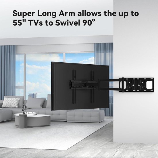 FORGING MOUNT TV-muurbeugel met lang bereik en 650 mm lange arm, Full Motion Hoek-tv-beugel voor 26-65 ″ tv's tot 35 kg, met 90 ° draaibare dubbele kantelkabelbeheer Max VESA 400x400 mm