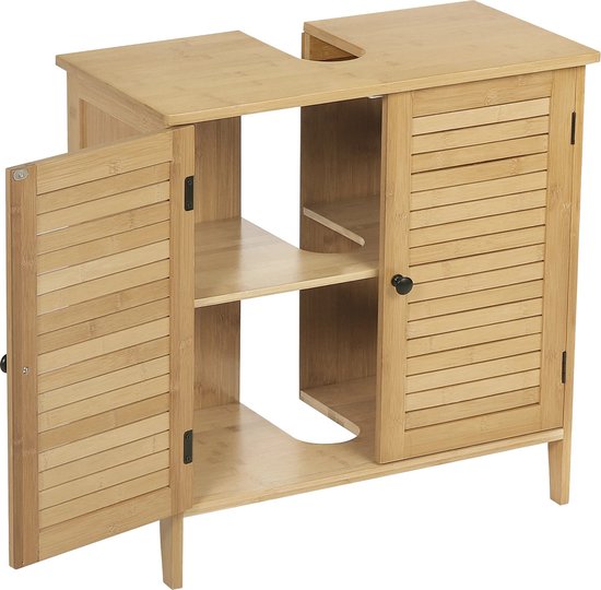Badkamerkast Boksereys 180x35x35 cm naturel [en.casa] - Badkamer | Badkamermeubels