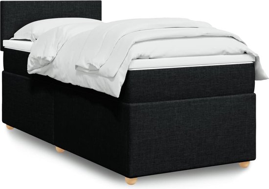 vidaXL - Boxspring - met - matras - stof - zwart - 100x200 - cm