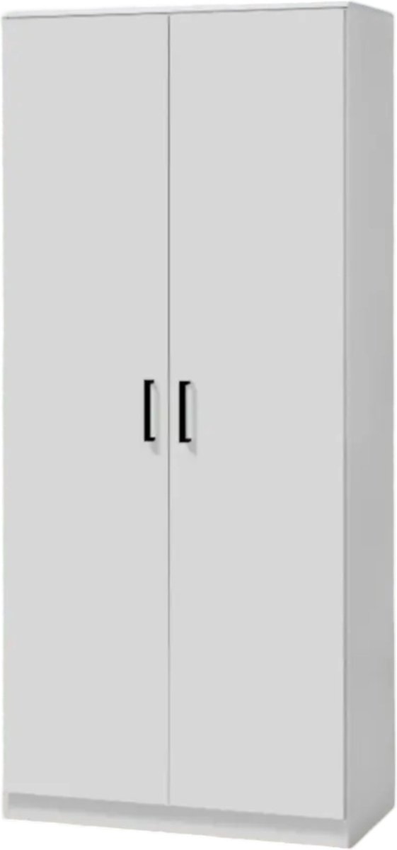 Interiax Opbergkast - Kledingkast 'Lucas' - 2 Deuren, 1 Hanger & 2 Legplanken | Wit | 184x80x52 cm