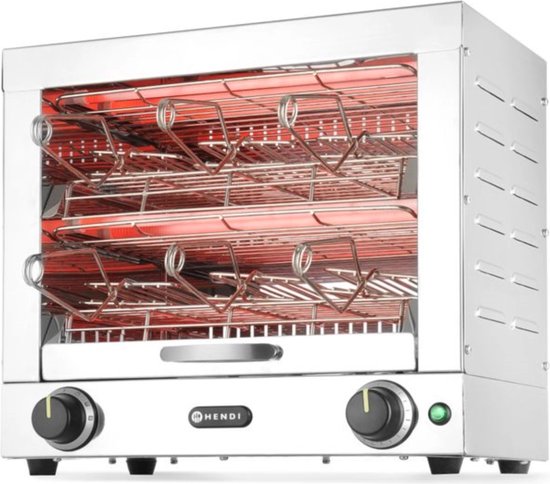 Foto: Hendi croque monsieur machine 2 lagen 6 tostiklemmen snelle verwarming mechanische timer roestvast staal