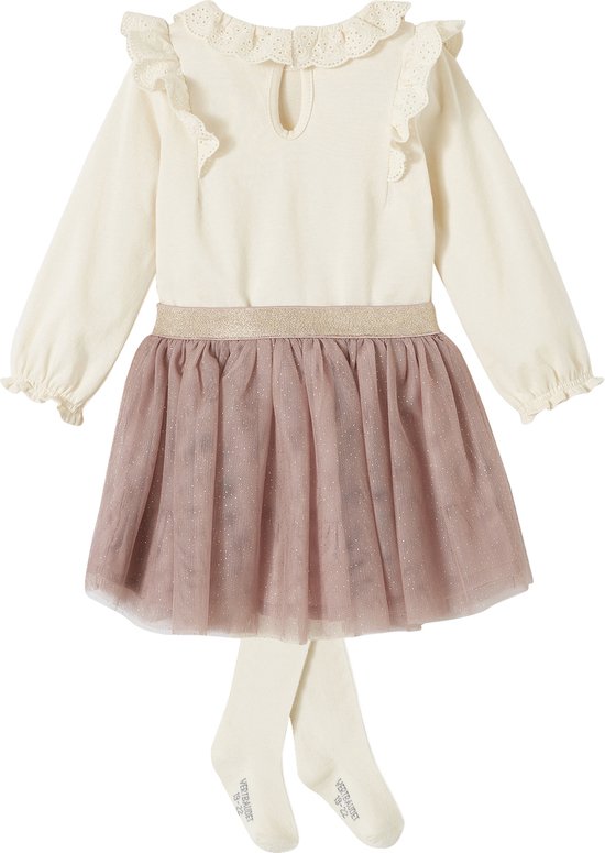 Vertbaudet Ensemble bébé fille T-shirt à collerette jupon tulle bol