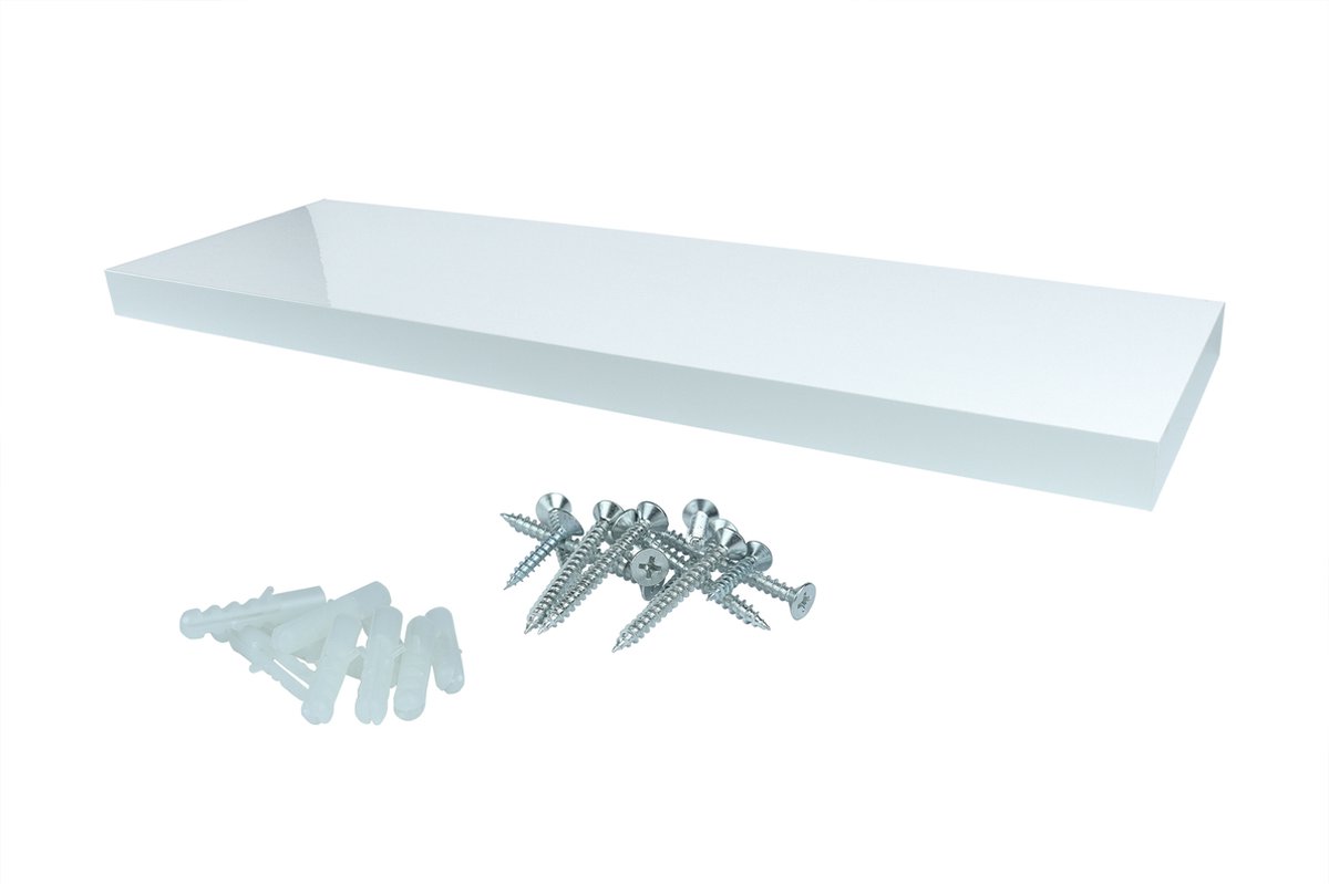 Zwevende Wandplank Wit Hoogglans 118 x 24 cm | Per Stuk