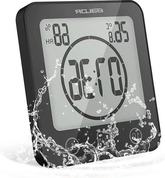 Badkamerklok Thermohygrometer Digitale Timerwekker - Douche Draagbare LCD Klok met Touch Control - voor Keuken en Badkamer douche timer