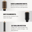 Drie opzetstukken voor de Navado Easystyler Pro: harde gladmakende borstel, grote volumeborstel en zelf krullend opzetstuk.