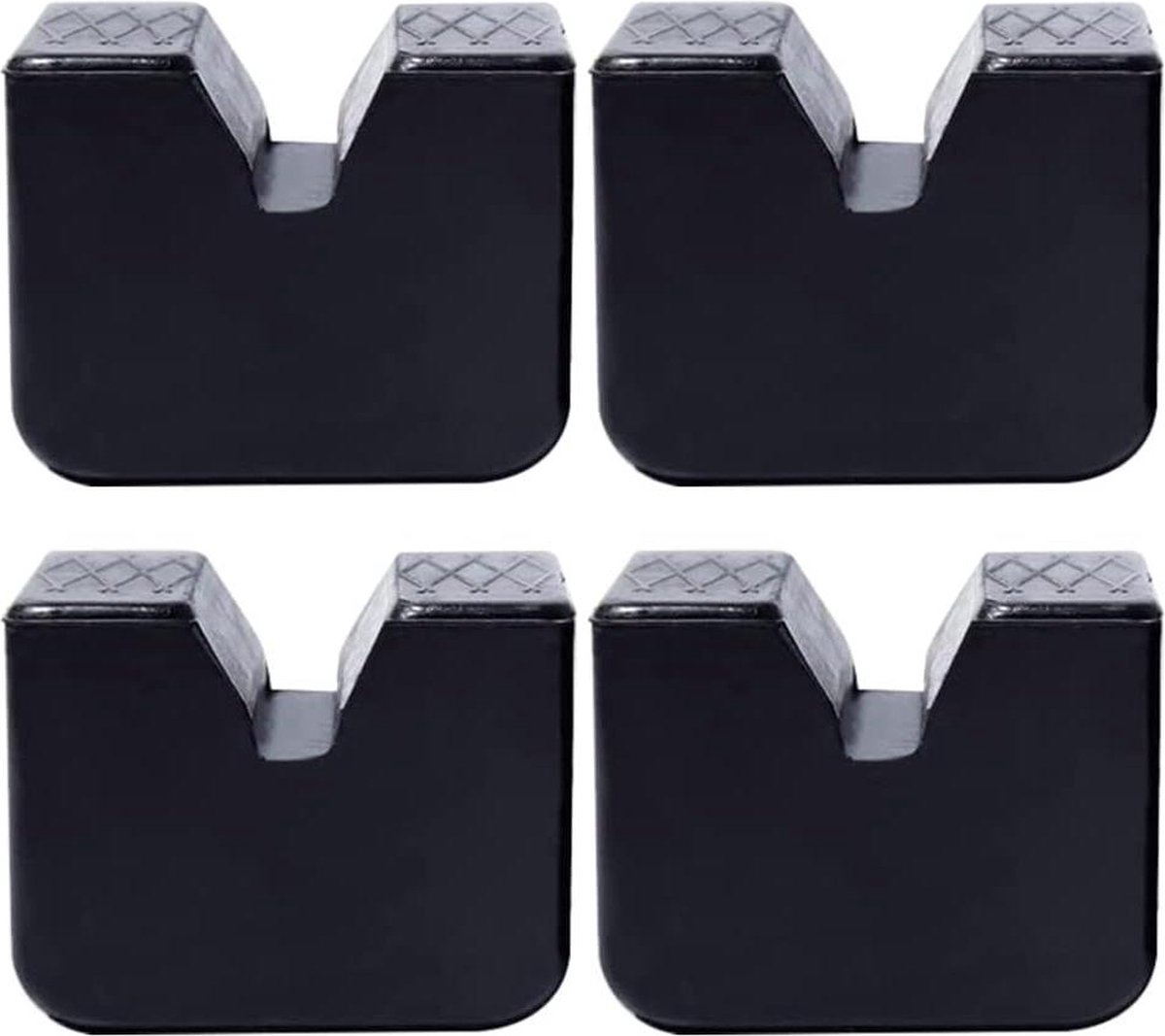 Image of 4-delige rubberen pads voor autokrik - garagekrik hefbrug - anti-slip beschermkussen adapter