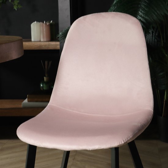 Eetkamerstoel velvet fluweel Rose 2delig - Velvet Roze kopen? - Dami Living
