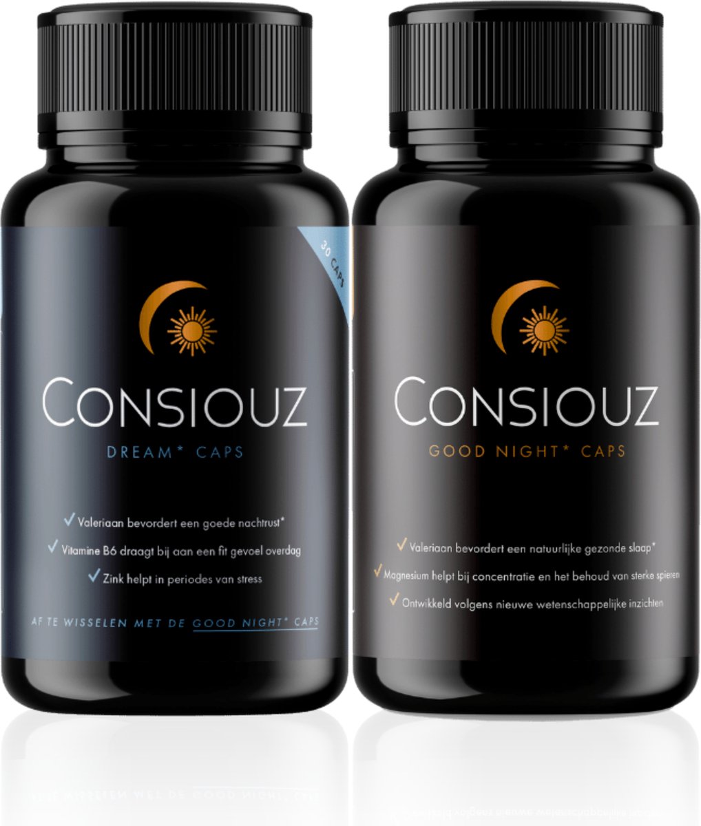 Goedkoopste COMBI DEAL Consiouz Good Night caps Dreamcaps ® Natuurlijk Slaapsupplement - Beter Slapen en Minder Vermoeidheid – Met Melatonine - Valeriaan - Magnesium Bisglycinaat