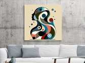 Abstract vrouw schilderij | Mystieke portretkunst: een betoverende ode aan de moderne vrouw | Kunst - 40x40 centimeter op Dibond | Foto op Dibond