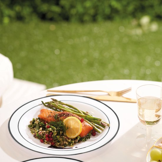 Assiettes Plastique Blanc Bord Noir - Lot De 25 Élégantes Réutilisables