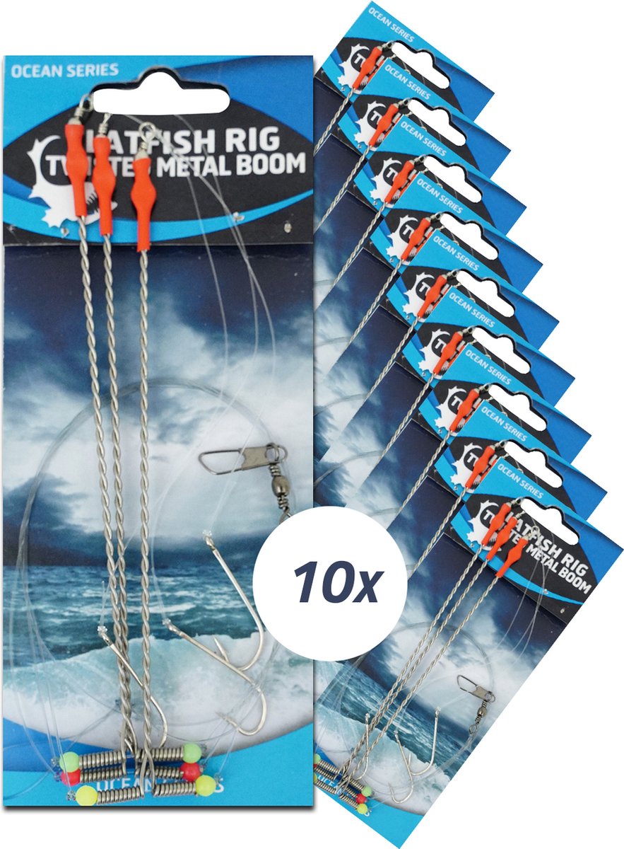 Eurocatch Platvis Onderlijn - Metalen Afhouder - 3-Haken - Maat 6 - 10 Stuks - Platvispaternoster - Zeevissen