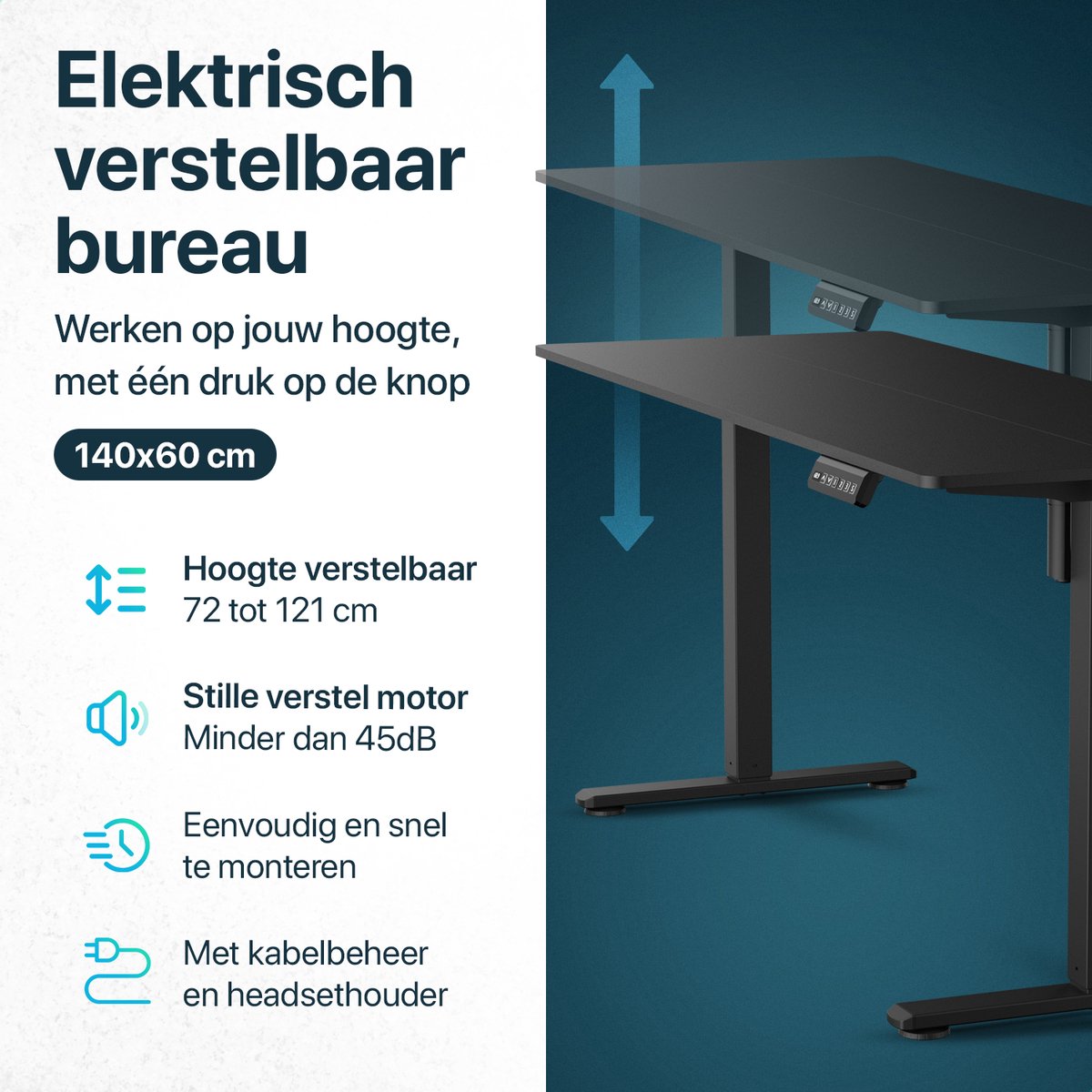 Flowsense Flowsense Zit Sta Bureau 140x60 - afbeelding 2
