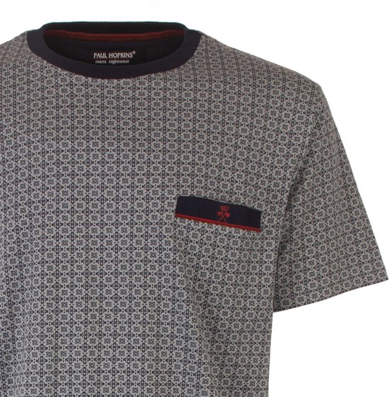 Paul Hopkins Pyjama short pour hommes - Motif imprimé - Blauw foncé - Taille M