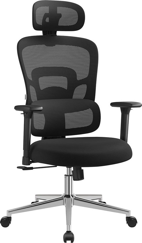 EMIAH Ergonomische Bureaustoel Met Voetensteun, Verwarming & Massage - Zwart PU-Leder