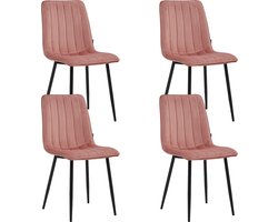 Colenis® - Eline Eetkamerstoel - Set Van 4 - Roze - Fluweel 