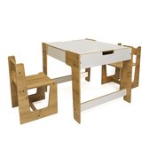 Minera Luxe Kinderbureau met opbergruimte - Montessori kindertafel en stoeltjes - Kindertafel met opbergruimte - Activiteiten tafel - Mooie baby cadeau - Anka 2 stoeltjes met opbergruimte