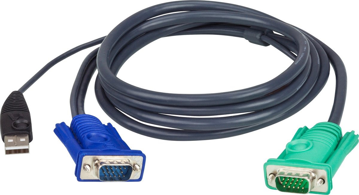 Aten 2L-5201U toetsenbord-video-muis (kvm) kabel 1,2 m Zwart