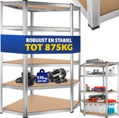 Bol.com tectake® - Werkplaatsrek met 5 MDF-planken – Hoekrek - Opbergkast - Kelderkast - Stellingkast - Garagekast voor zware la... aanbieding