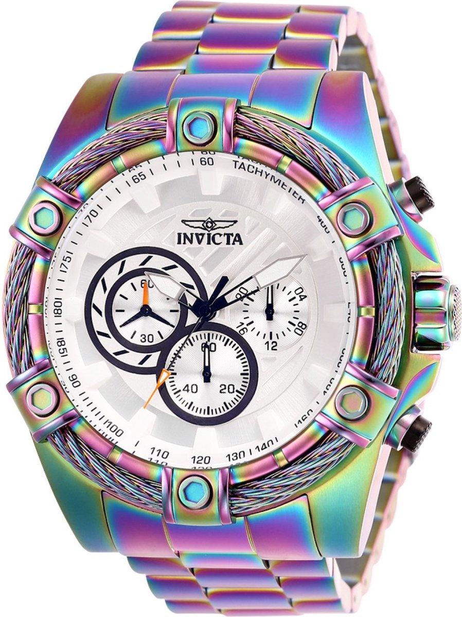Invicta Bolt 25520 Heren Horloge - Waterdicht - Analoog - Quartz Uurwerk - Roestvrij Staal met witte Wijzerplaat - 52mm