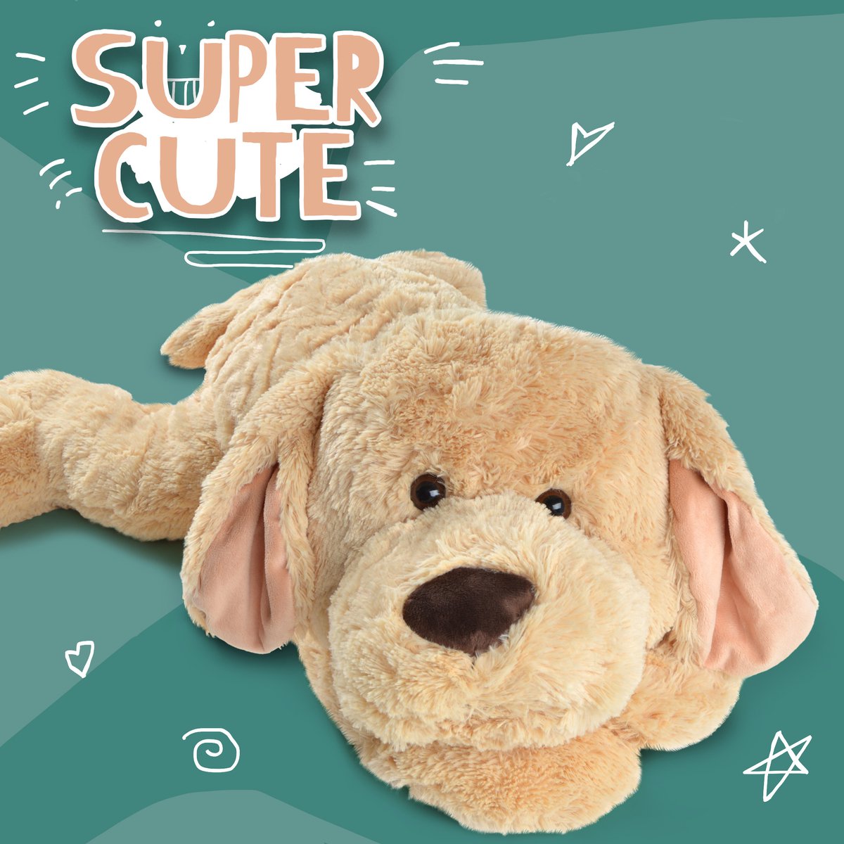 Pink Papaya Grote Knuffel Hond Lucy, 100 cm XXL Pluche Hond in lichtbruin â€“ Knuffelbeer XXL Teddybeer Speelgoed om van te Houden — afbeelding 3