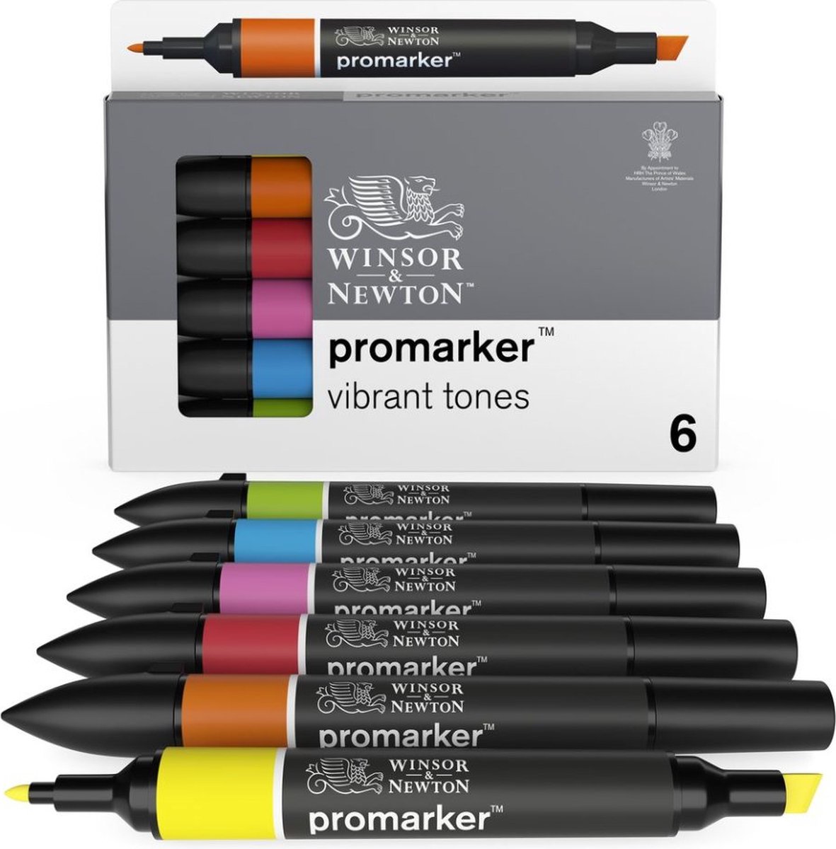 Winsor & Newton 0290110 Promarker™ 6 Vibrant Tones | Professionele layoutmarkers & alcoholmarkers