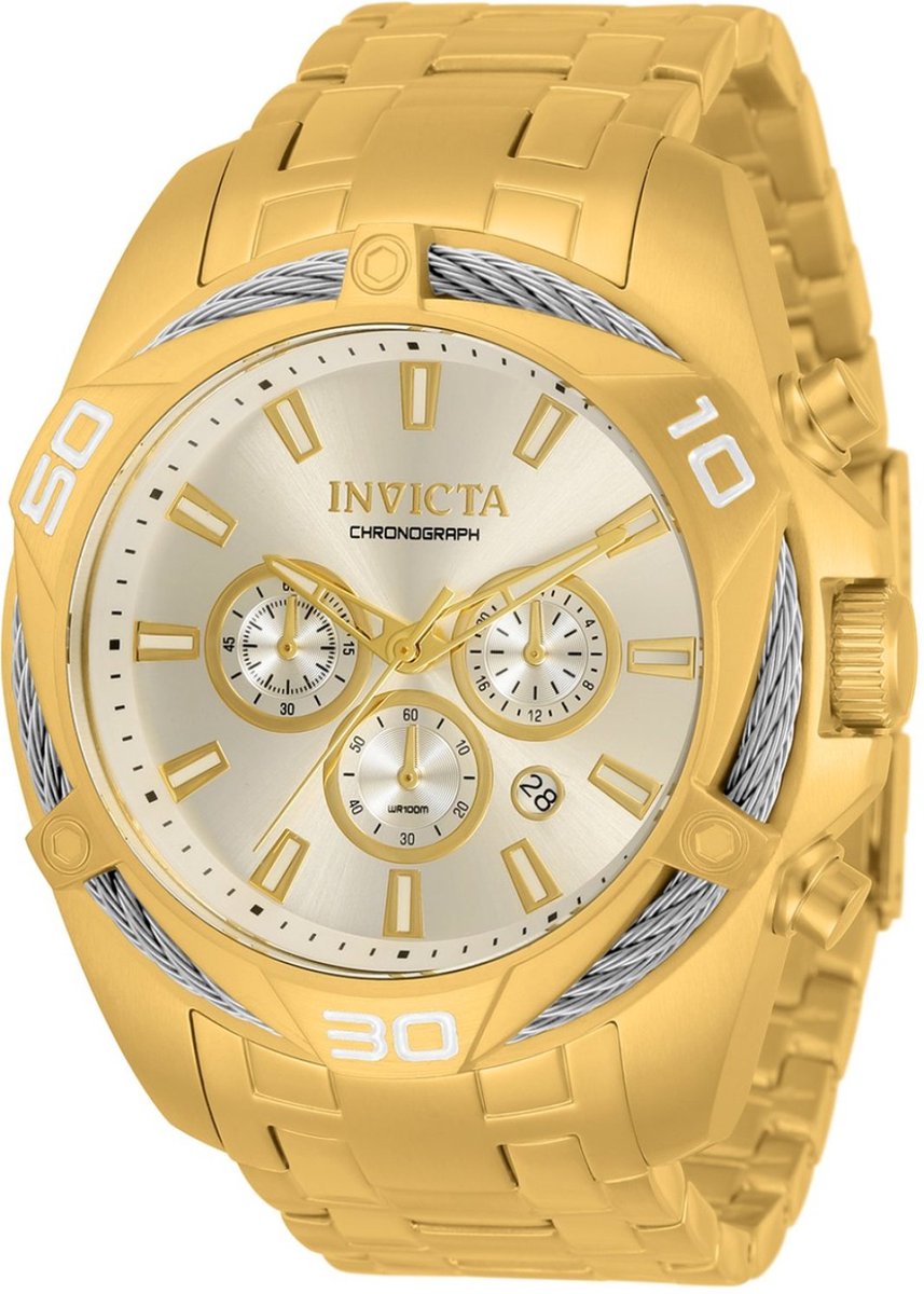 Invicta Bolt 34121 Heren Horloge - Waterdicht - Analoog - Quartz Uurwerk - Roestvrij Staal met zilveren Wijzerplaat - 50mm