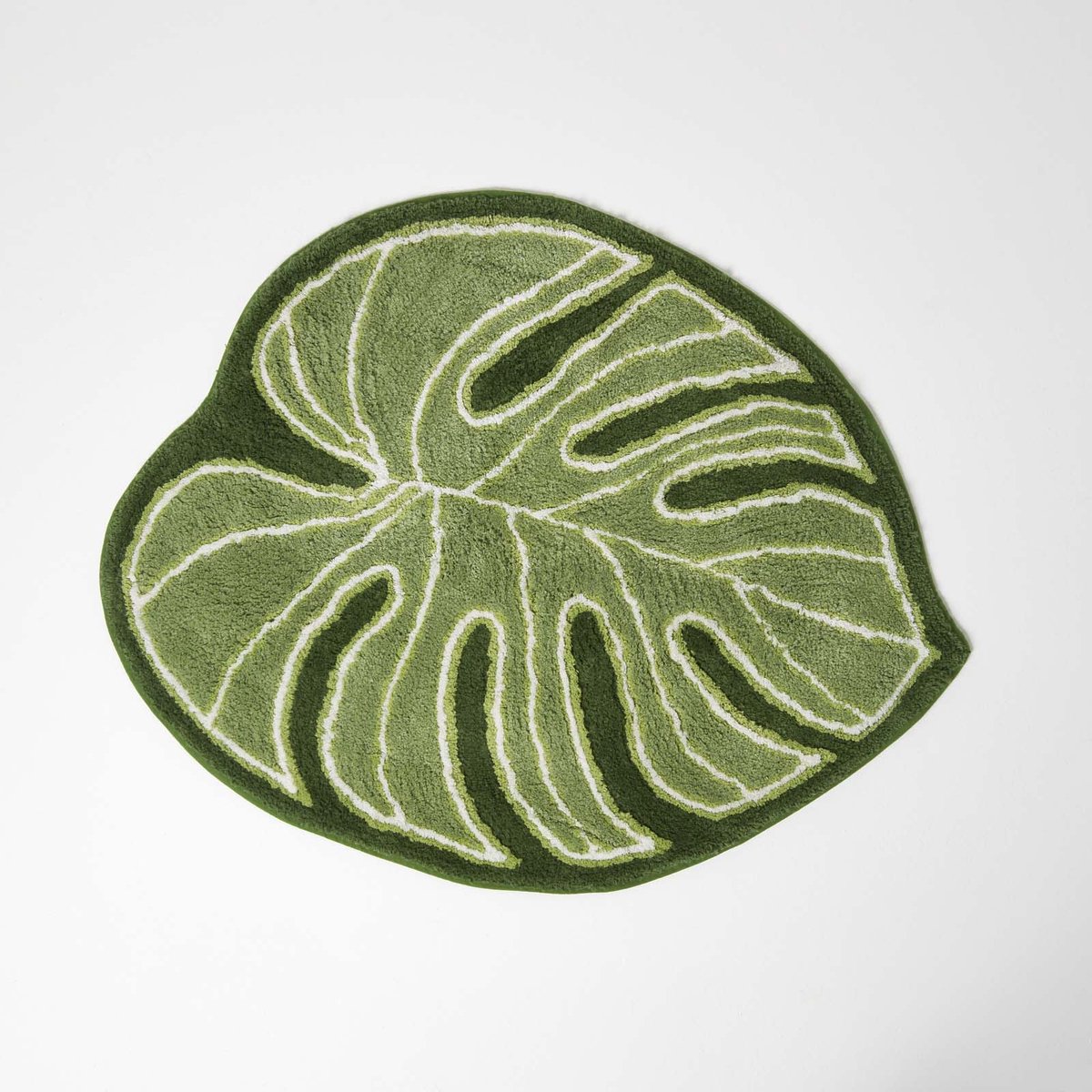Homescapes Badmat Blad 65 x 80 cm - Groene Badmat, 100% Katoen