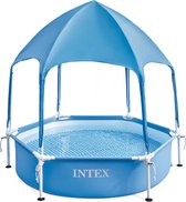Intex Staal Rond Bovengronds Zwembad Met Overkapping 183cm Blauw 700 Liters