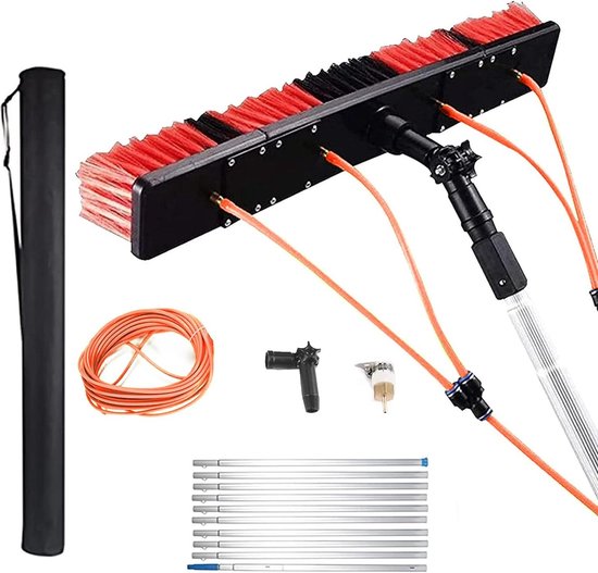 Watergeleidende telescoopstang raamreiniger - 10 meter met telescoopsteel telescopische wasborstel - reiniging fotovoltaïsche zonnepanelen ramen autowasborstel Telescopische wasborstel