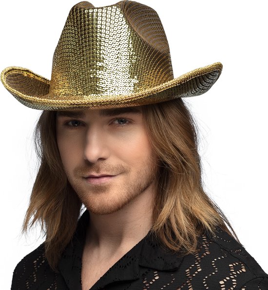 Boland - Hoed cowboy Groovy goud Goud - 59 - Volwassenen - Unisex - Cowboy - Disco - Festival - Carnaval - Themafeest